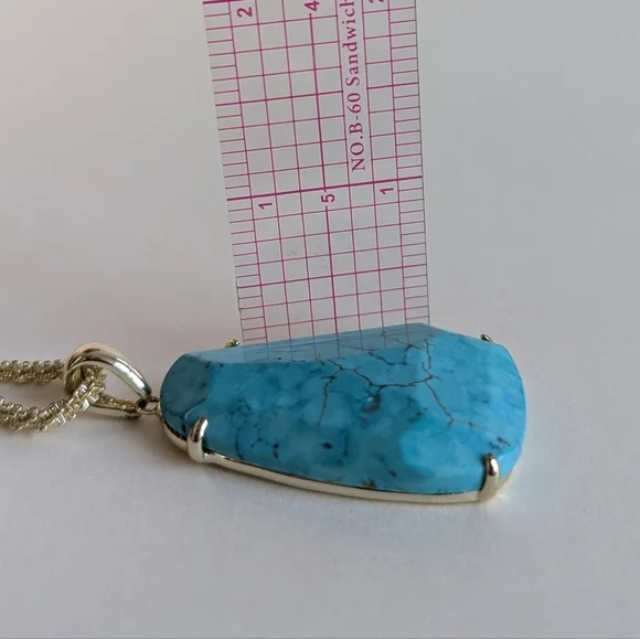 Kendra Scott Sandra Necklace Turquoise Magnesite Pendant Margarita Chain Gold - Picture 13 of 13